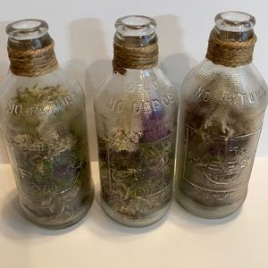 3 Vintage Pepsi-Cola Glass Decorative Bottles with Fairy Miss Home Decor